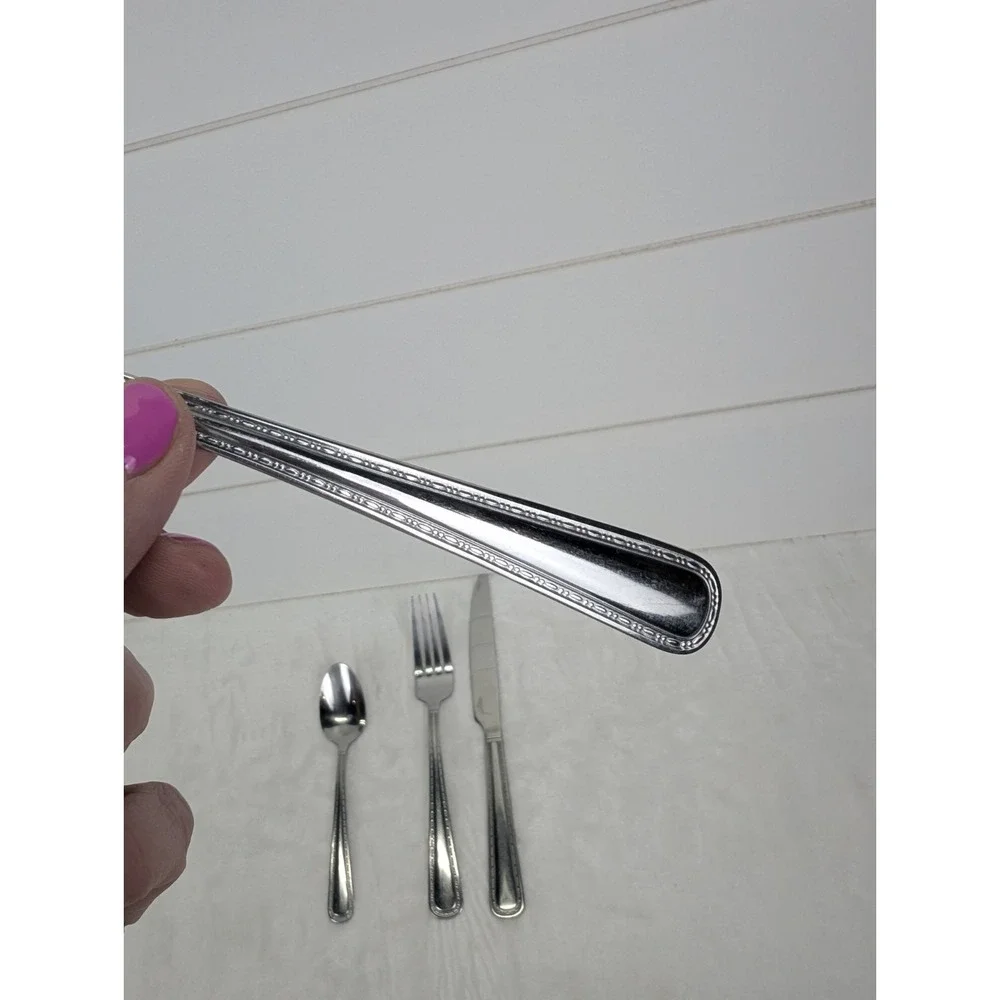 Pfaltzgraff 18/0 Flatware Lot Of Stainless Steel Forks Knives‎ Spoon Dotted